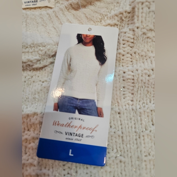 NWT Weatherproof Vintage Cream Chenille Knit Sweater Women’s Large - Picture 4 of 11
